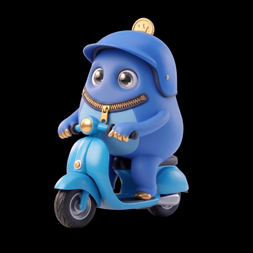 Pip, the MySupermarket Compare mascot, riding a motorbike