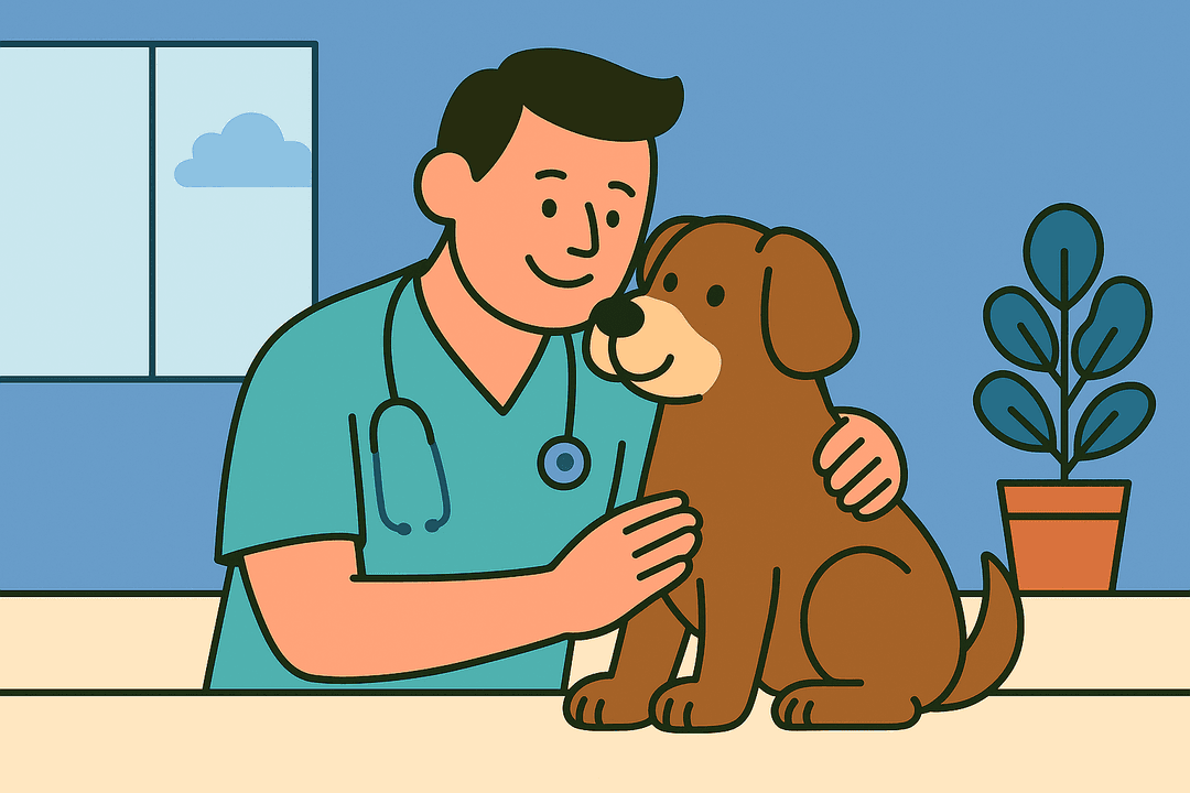 Veterinarian caring for a pet